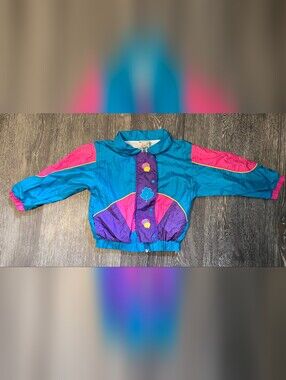 Vtg 80s 90s Good Morning Toddler Windbreaker Jacket Size 3T Colorblock Retro